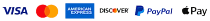 cards accepted Visa, Mastercard, American Express, Discover Paypal and Apple Pay